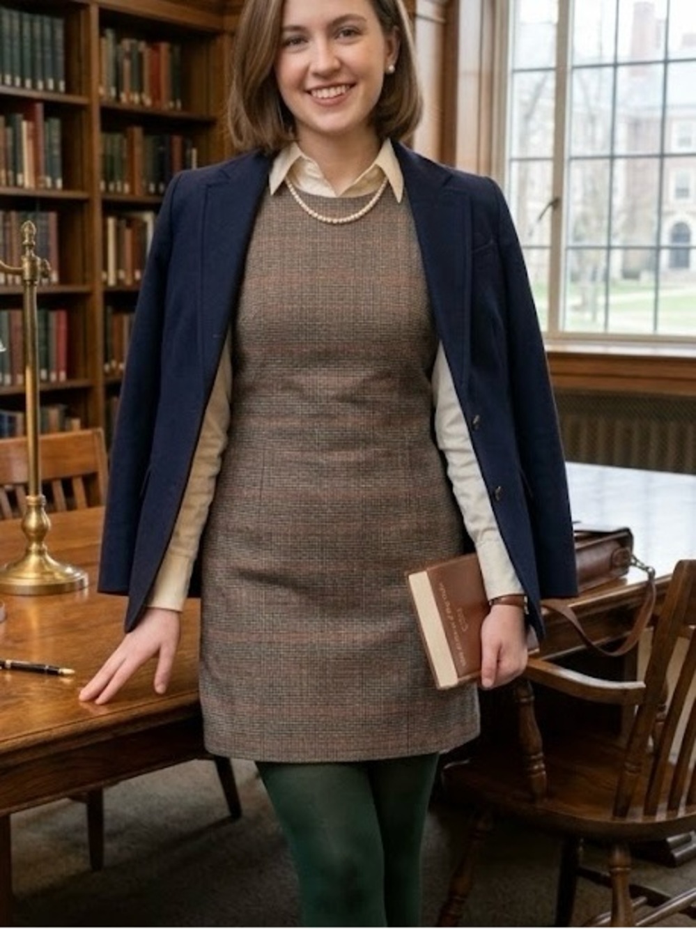 Contemporaine Simons Tweed Plaid Shift Dress Size 4 S Dark Academia Professional